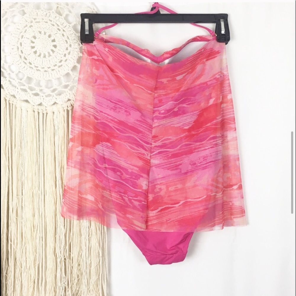 NWT LRL Calypso Pink One Piece Layered Swim Suit - Picture 5 of 8